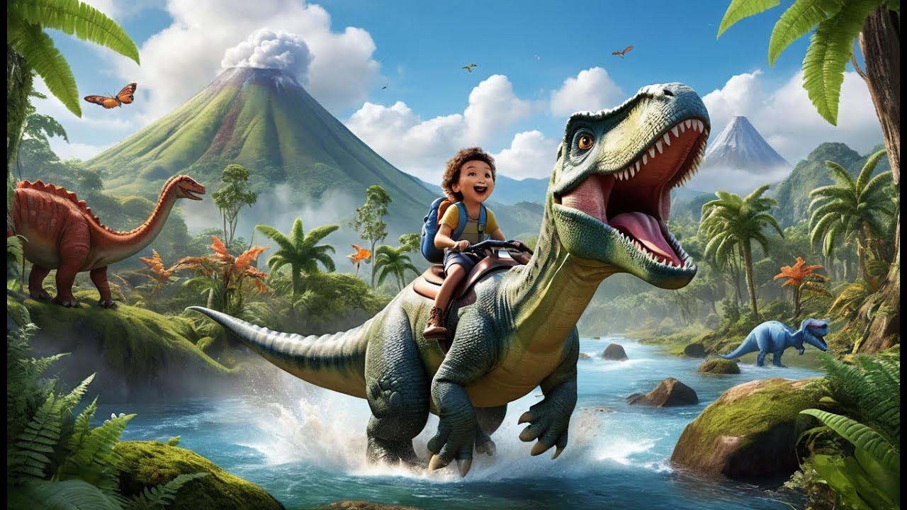 Row Row Your Dinosaur | Fun Dinosaur Song for Kids | Prehistoric Adventure Rhyme