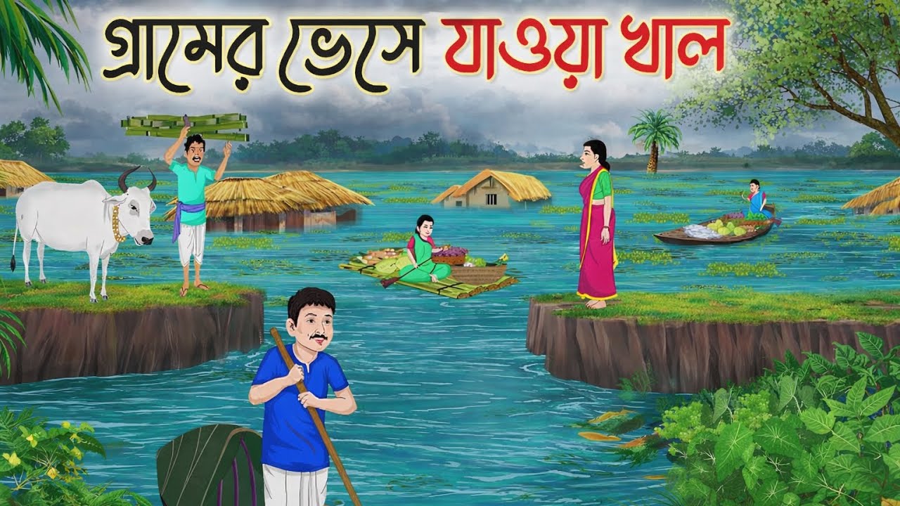 গ্রামের ভেসে যাওয়া খাল | Bengali Fairy Tales Cartoon | Rupkothar Bangla Golpo | Thakumar Jhuli 