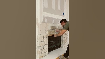 One minute fireplace remodel 😎 #construction #diy #stone #Renovation #Subscribe ￼#Contractor
