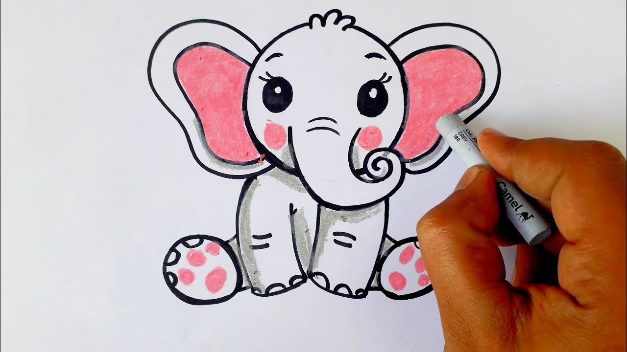 How to Draw a cute elephant step by step for beginner's YouTube