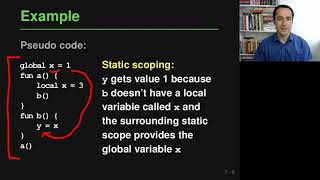 Lecture "Names, Scopes, Bindings (Part 3, Scopes)" of "Programming Paradigms"