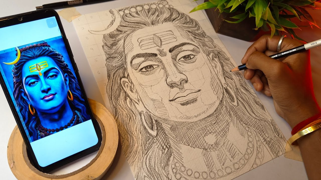 How to Lord Shiva Drawing, MahaShivratri Drawing, Outline Tutorial 