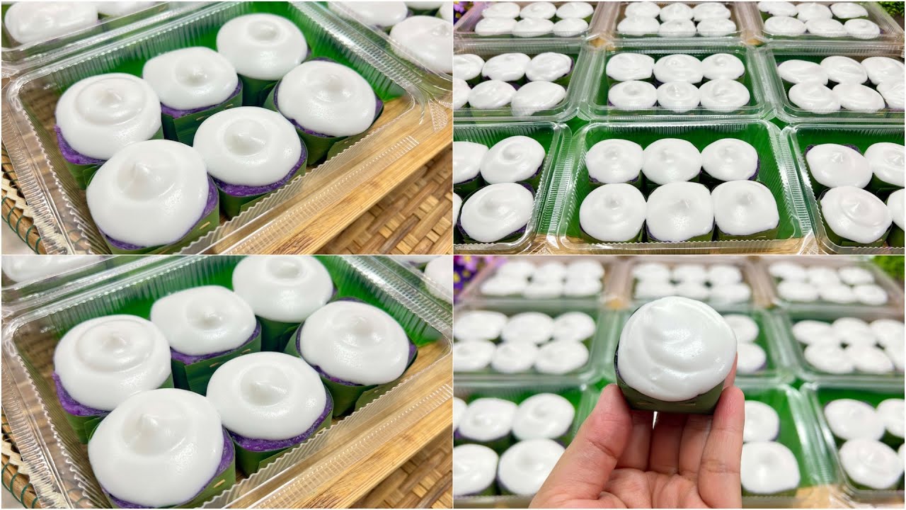 ตะโก้มันม่วงสูตรทำขาย เนื้อเหนียวนุ่มเด้งอร่อยมาก สีสวย