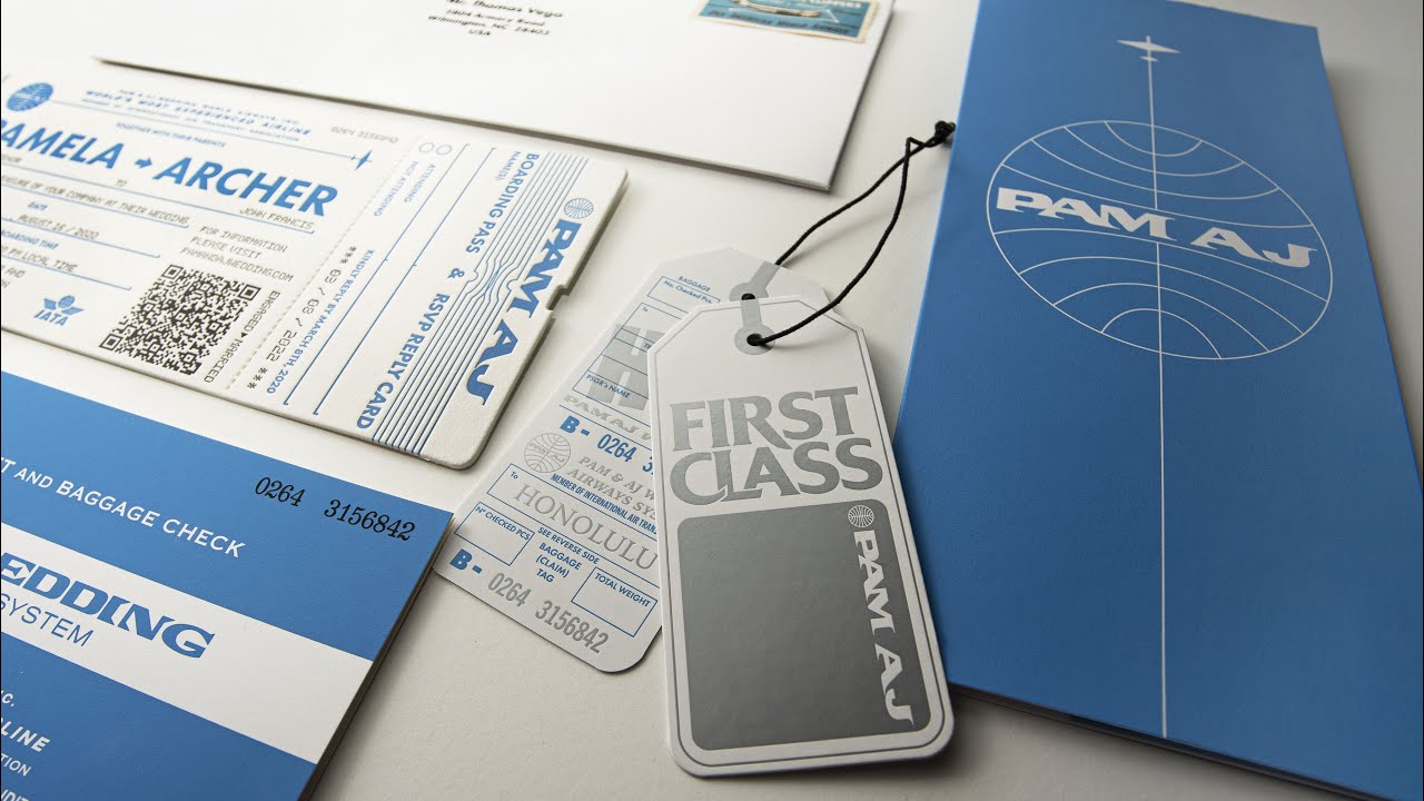 Pan Am Inspired Destination Wedding Invitation | Part 3: Metallic Ink  Luggage Tag - YouTube