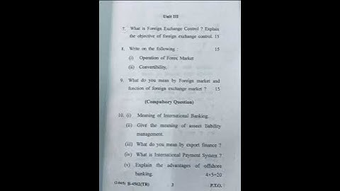 International Banking & Forex Management, Previous Year Question Paper(2022),B.Com 6th Semester CDLU
