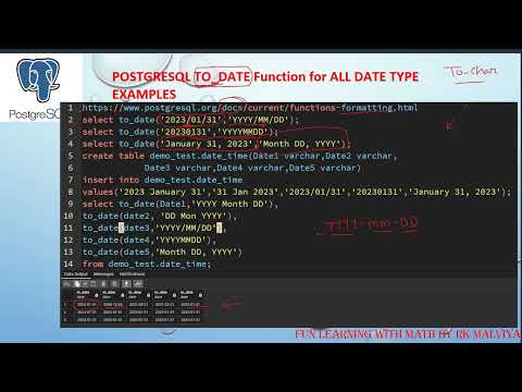 POSTGRESQL TO_DATE Function for ALL DATE TYPE EXAMPLES | Data Type Formatting Functions