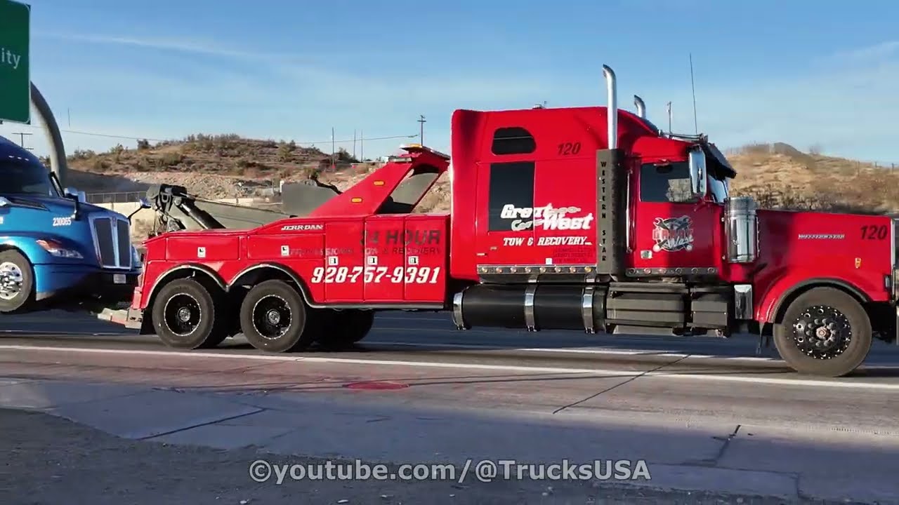 Big Truck Spotting in America, an hour of busy desert highway footage in Arizona, Trucks USA