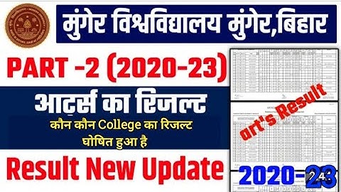 Munger University Result Part - 2 ( 2020 - 23 ) | Munger University B.A Part - 2 Result Update |