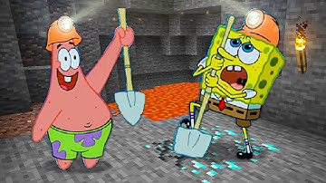 Spongebob and Patrick find diamonds in Minecraft
