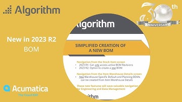 New in Acumatica 2023 R2: Simplified Creation of a new BOM