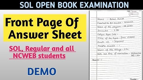 Front Page of Answer sheet | OBE 2021| Annual Mode Examination