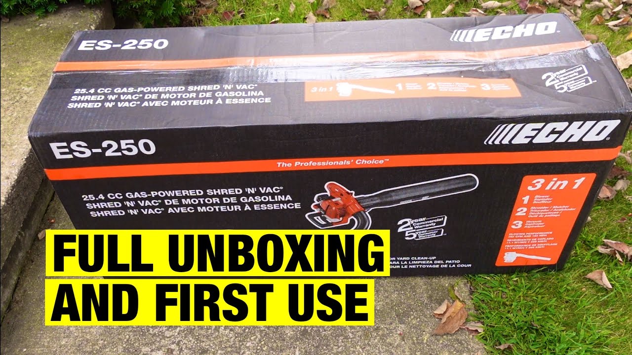 Full Unboxing and First Use Of The Echo ES-250 Leaf Blower / Shredder 