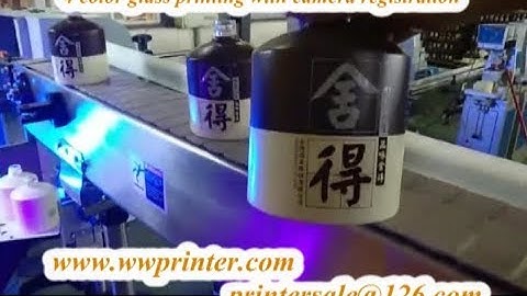 4 Color Alcohol Glass Bottle Screen Printing Machine with camera registration CNC02