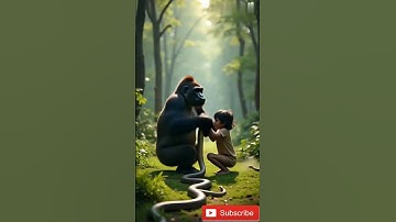 Gorilla saved child from snake.  Gorilla Saves Child from Giant Snake Attack.  Watch this.