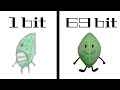 1 bit 2 bits 4 bits 8 bits 16 bits 32 bits 64 bits 69420 bits (Leafy bfb)