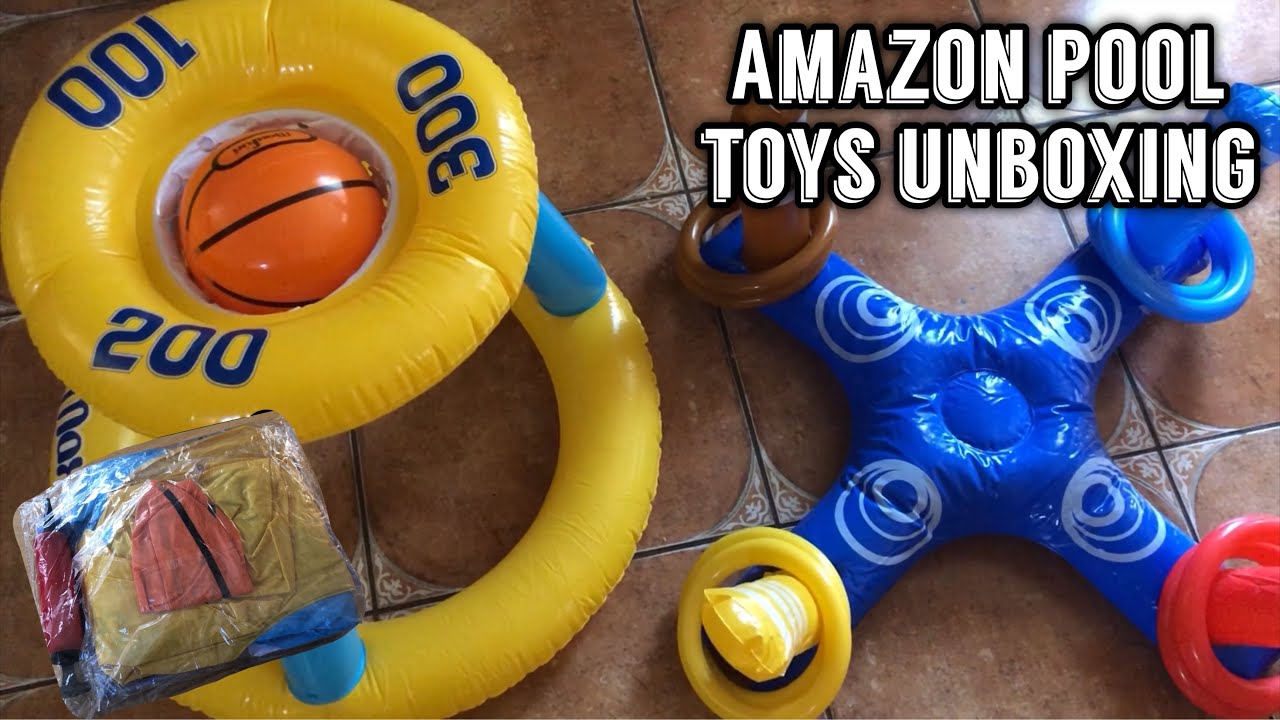 UNBOXING AMAZON POOL TOYS MAX FUN POOL FLOATS SET INFLATABLE