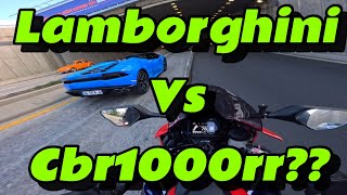 Lamborghini huracan shows off//cbr1000rr otoban gazlaması #motovlog