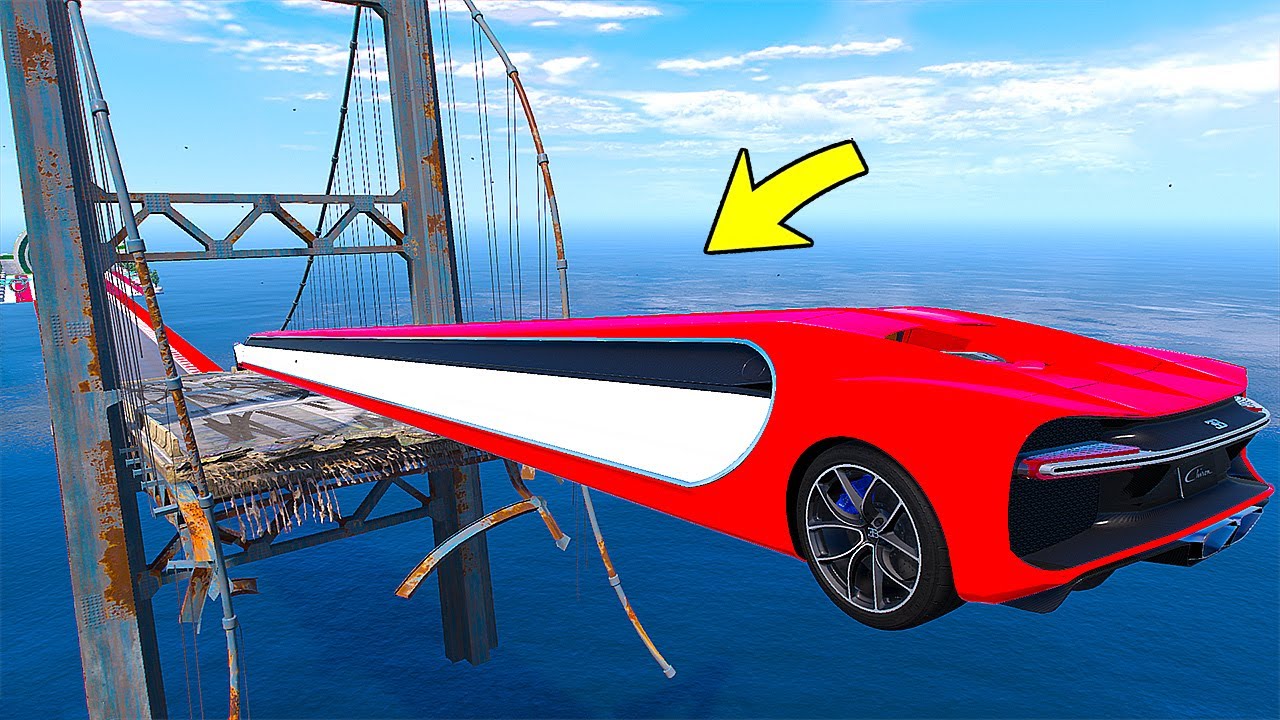 ПЕРЕПРЫГНУЛ РАЗРУШЕННЫЙ МОСТ на САМОМ ДЛИННОМ БУГАТТИ ЧИРОН в ГТА 5 ...