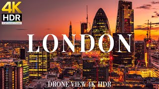 London 4K drone view 🇬🇧 Flying Over London | Relaxation film with calming music - 4k HDR