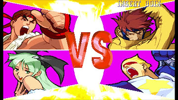 Marvel vs Capcom 1 ( Arcade ) - Ryu / Morrigan Playthrough ( July 4, 2018 )