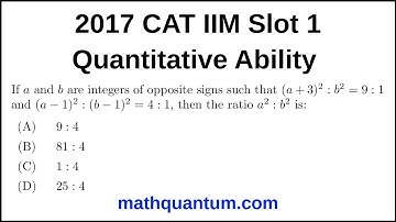 Question 13 2017 CAT IIM Quantitative Ability Slot 1 If a and b are integers of opposite signs such