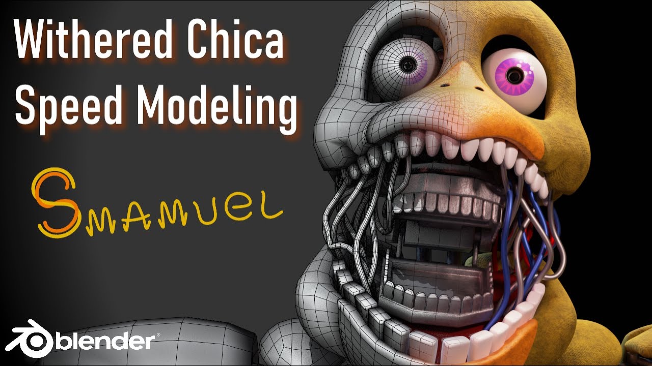 Making a Withered Chica model! (Speed Modeling) [BLENDER/FNAF] 