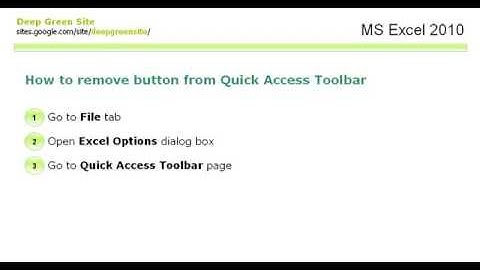 MS Excel 2010 / How to remove button from Quick Access Toolbar