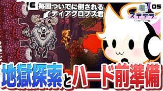 【Terraria/5日目】地獄になりそうな地獄探索!ハード前の最後の下準備と行きましょう【ステテラ】
