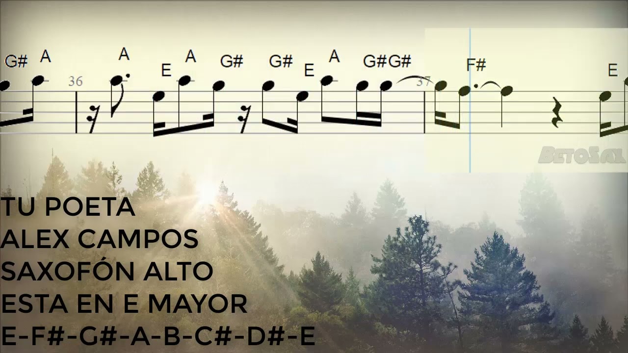 Tu Poeta, Alex Campos, Saxofón Alto, Partitura, Cifrado, Notas