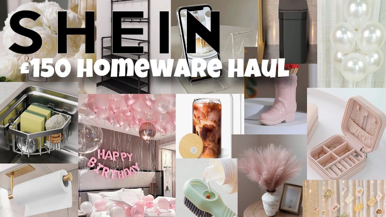 £150 SHEIN homeware haul (no talking ASMR) 💡🌿🍦 | organisers, balloons, flowers, plants