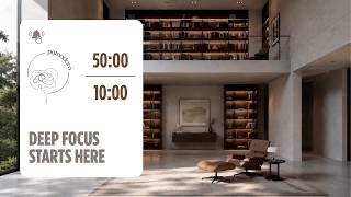 DEEP FOCUS STARTS HERE - 2H 50/10 Pomodoro I Study Timer I Piano Music Background I Library Nook