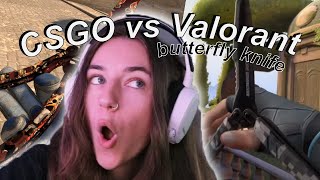CSGO Skins vs Valorant Butterfly Knife || Valorant Recon Pack Review