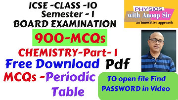 chemistry icse 10 multiple choice questions..MCQs . for board exams free download pdf part -1