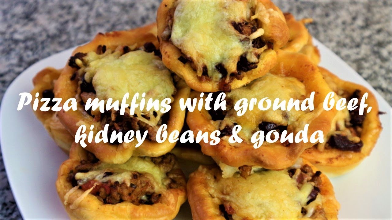 Pizza muffins with ground beef, kidney beans & gouda cheese recipe