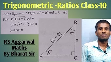 In the figure of triangle PQR, angle P = theta and angle R = phi.find √x+1cotphi ,#Trigonometry