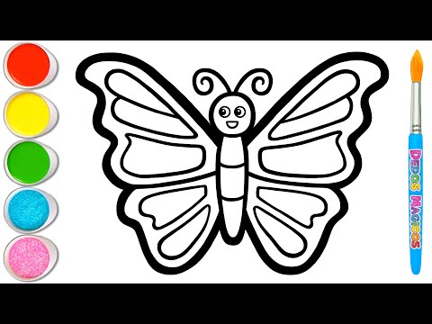 Let's Draw and Paint a Cute Butterfly with Colorful Wings 🌼🦋🌻 Easy Animal Drawings #202