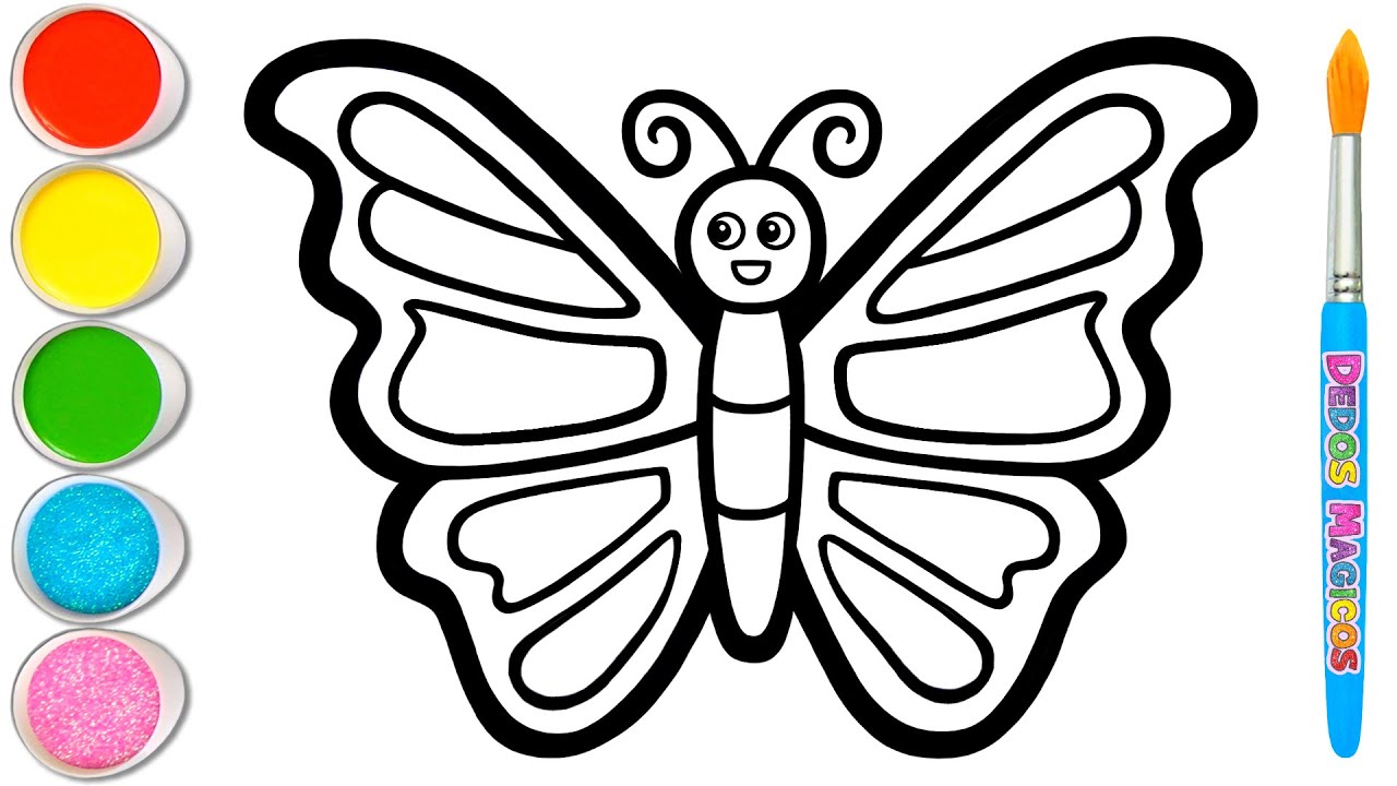 Dibujemos y Pintemos una Linda Mariposa con Alas de Colores 🌼🦋🌻 Dibujos Fáciles de Animales #202