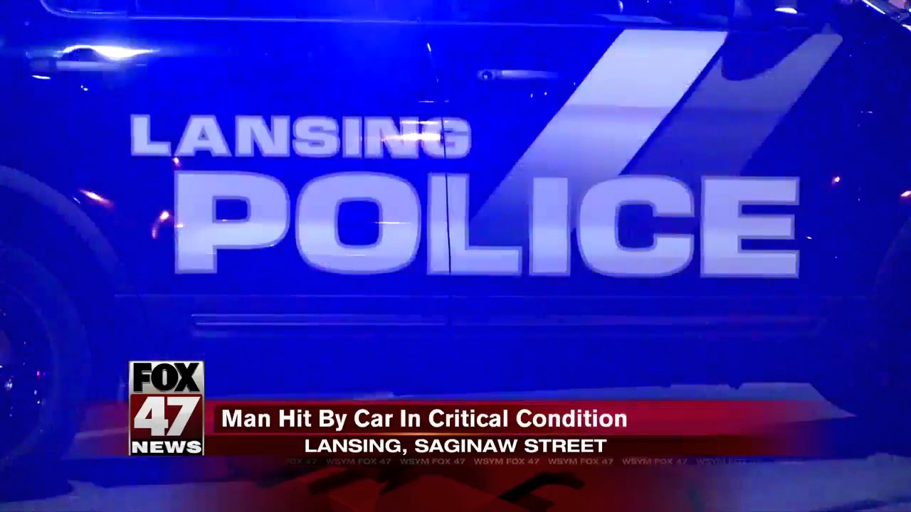Lansing man in hospital after being hit by car late Sunday night - YouTube