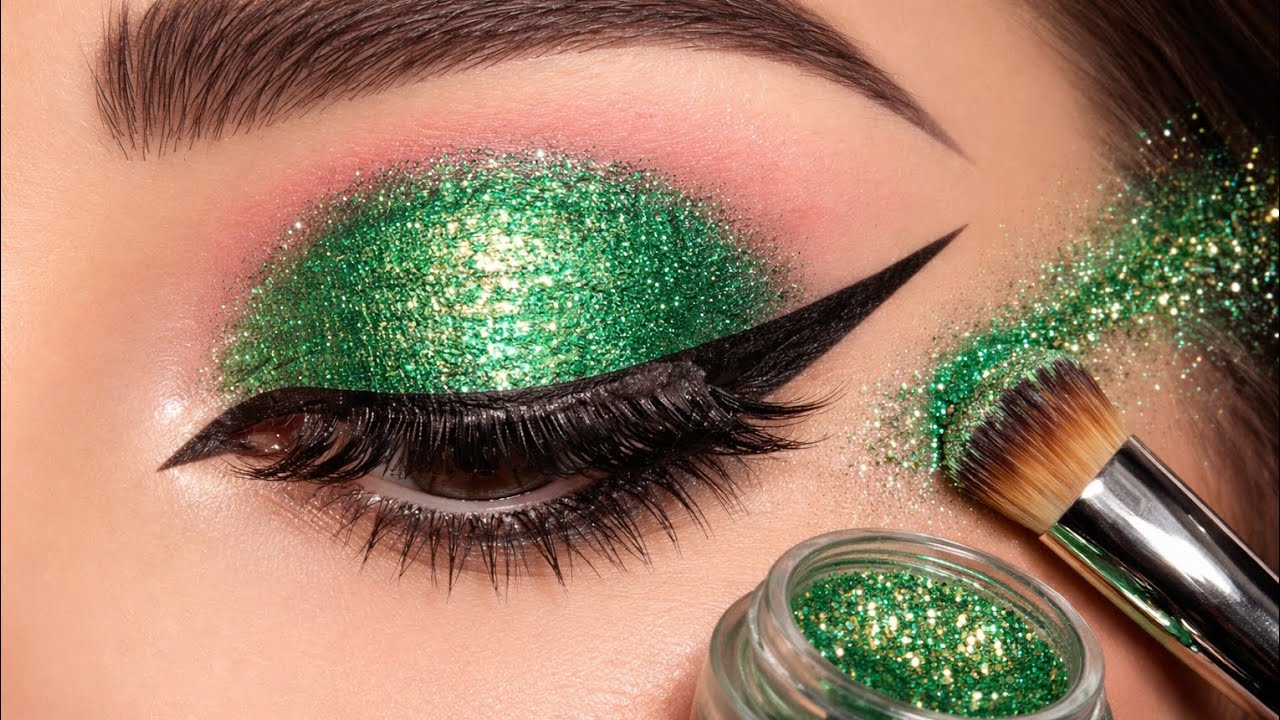 ✨️Wedding Sangeet Glam eye look| Emerald Shimmer Eye Tutorial💫 @TheCharmAllure 