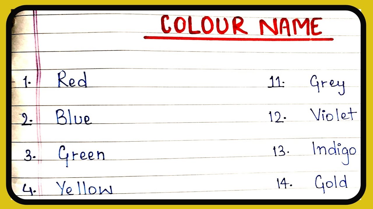 Colour name in english | List of all colours name | Rangon ke naam english me | Colours ke naam
