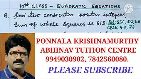 Find two consecutive positive integers|Quadratic Equations|10th CLASS| PKM ATC MATHEMATICS
