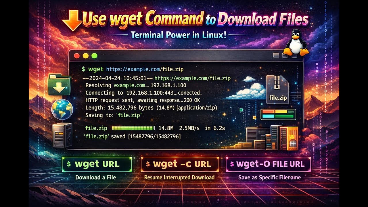Use wget Command to Download Files – Terminal Power in Linux! - YouTube