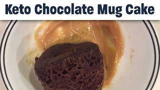 Keto chocolate mug cake with peanut butter frosting