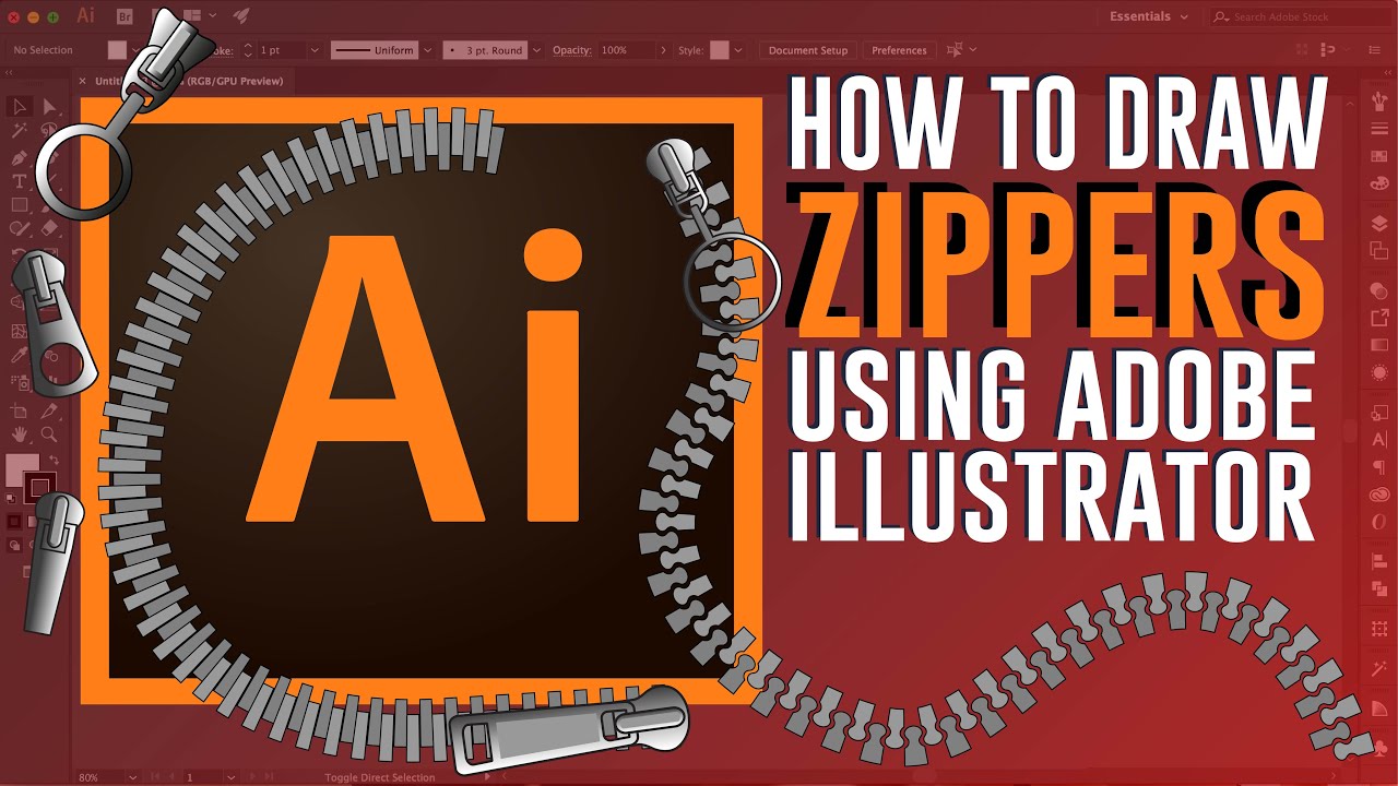 How To Draw A Zip: Tutorial Using Adobe Illustrator. Quick Guide To Draw Zips In Different Styles