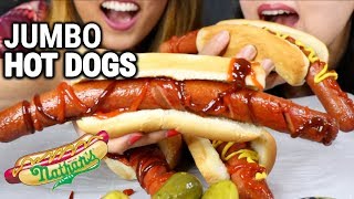 Asmr Eating Jumbo Hot Dogs Big Bites Mukbang