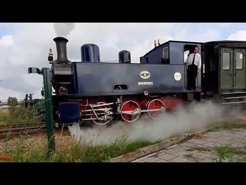 SHM loc 5 vertrekt met volle trein Spectaculair vanaf station Goes bij de Stoomtrein Goes Borsele