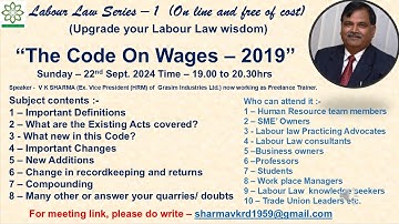 Labour Law series 1 (Code on Wages -2019)