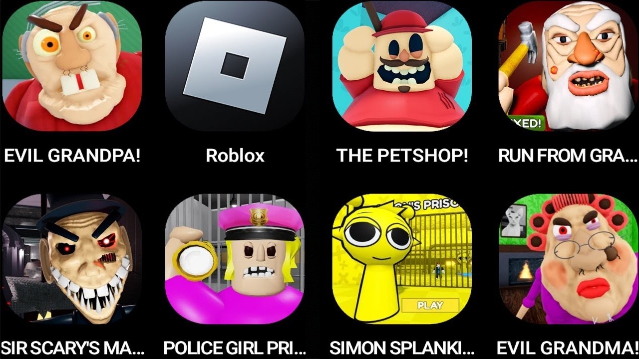 ROBLOX,Papa Pizza's Pizzeria,The Carnival of Terror,BABY POLLY HOUSE,EVIL GRANDMA!,Bob the Dentist