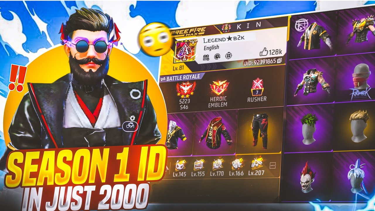 Purchase RARE ID Only 2000 😱 free fire rare old id  purchase in cheap price