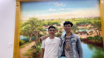 Tranh tường đồng quê cây đa giếng nước sân đình 2020